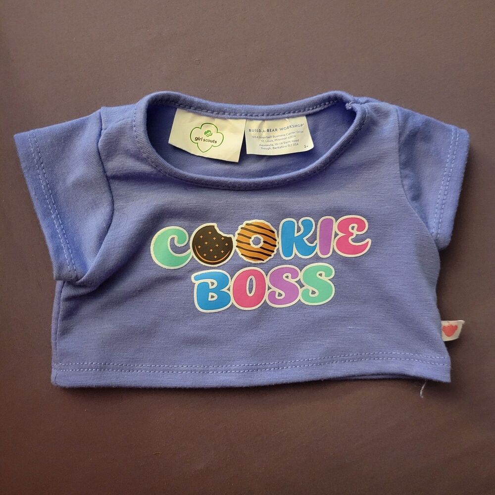 Build-A-Bear "Cookie Boss" Blue T-Shirt Authentic BAB Clothing